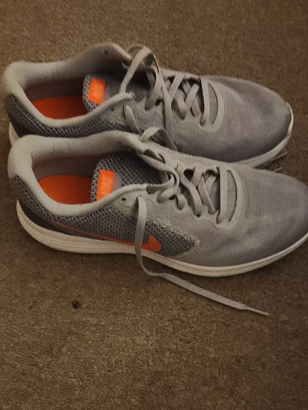 Nike Light Gray Mesh Sneakers with Orange Insoles